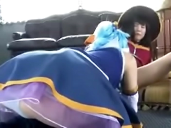 JAV Cosplay Lesbian Love: Sailor Moon and Konosuba Meet in Re Zero World for Madoka Love Live