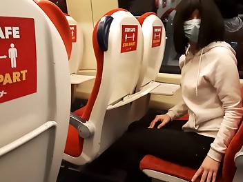 JAV Insanity: Public Dick Flash in the Train Risky Real Outdoor Cum Splash