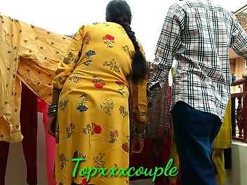 Savoring the Pleasure: Desi Auntie Gets Pegged After Getting Pakoras on Her Sari