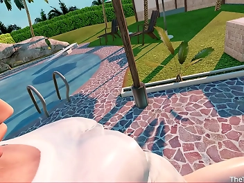 JAV Fucktoy Sluts Get Wet at the Pool - Steaming hotties with luscious curves drenched in water! Japanese Asian Girls Exclusive! composition!