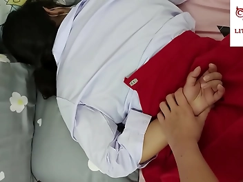 Thai Beauty in Red Uniform Seduces Her Lover in Steamy Sex Session