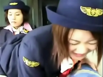 Sultry Flight Attendant Gets Her Ass Tasted with a Spanking Delight