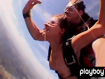 Naked Skydiving with Busty JAV Hotties Akira Hix and Her Alluring GFs