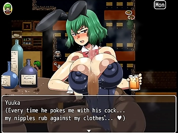 Japanese Beauty Yuka Scatters Shard of Yokai in Hentai Game Ep8! Bunny Suit Titfuck with Massive Cum Load on Her Face