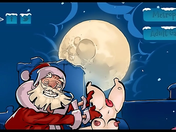 Japanese Hentai Porn: Santa Stuck in Metropolis Delivering Dildo Toys for Xmas Eve!