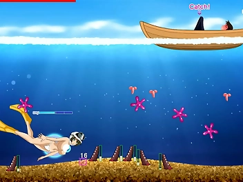 Japanese Hentai Game Reveals Luscious Amakorium Babe in Topless Bikini Diving for His Ultimate Pleasure