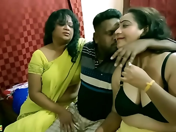 Indulge in the Sultry Temptations of Two Luscious MILFs as They Take Virginity of Innocent Bengali Boy in Erotic Threesome Sex