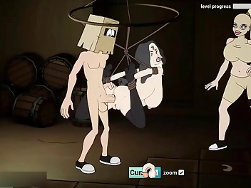 Ooh baby! Fuckerman punches vampire Sify s cartoon cock hard in the haunted mansion